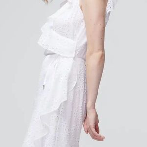 White House Black Market Eyelet Ruffle Wrap Dress Size 4 white NWT